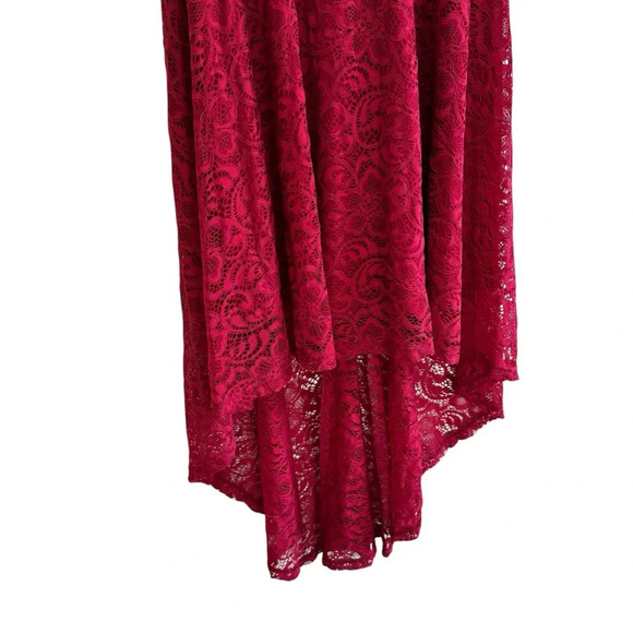 Homrain Red Lace Elegant Dress High Low Off Shoulder S - Picture 4 of 12